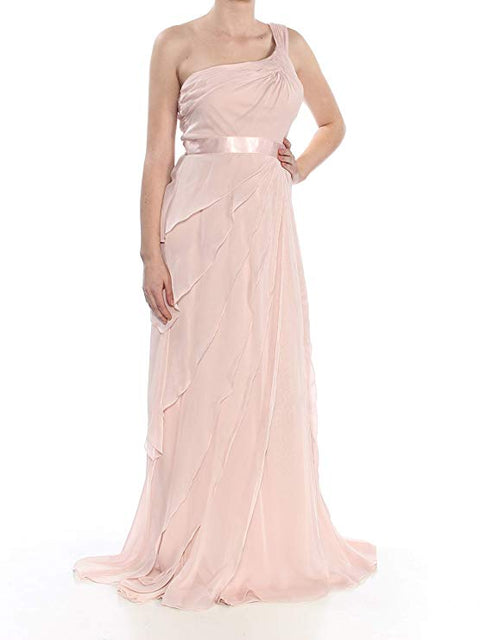 Adrianna Papell Womens One Shoulder Ruffle Gown Dress size 8