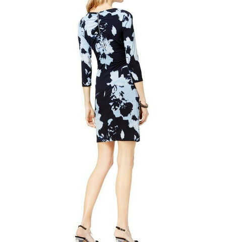 INC International Concepts Printed Twist-Front Sheath Dre Deep Twilight XL