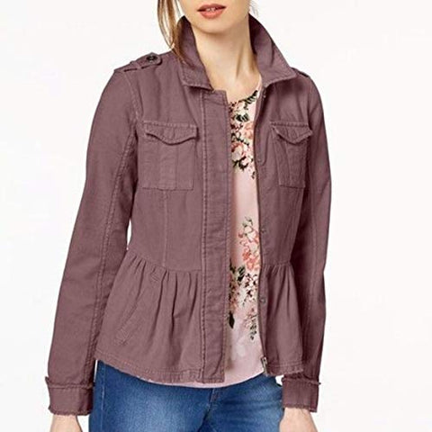 Maison Jules Cotton Peplum Jacket Mulberry Wine XS