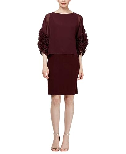 SLNY Womens Purple Rosette Applique 3/4 Sleeve Cocktail Dress Size 24W