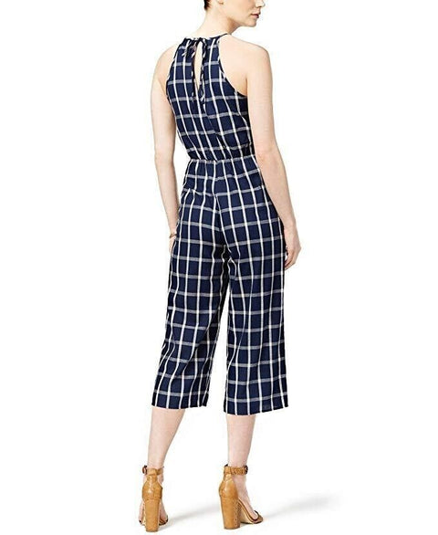 Maison Jules Womens Tie Blue  Notte Cotton Casual Jumpsuit M