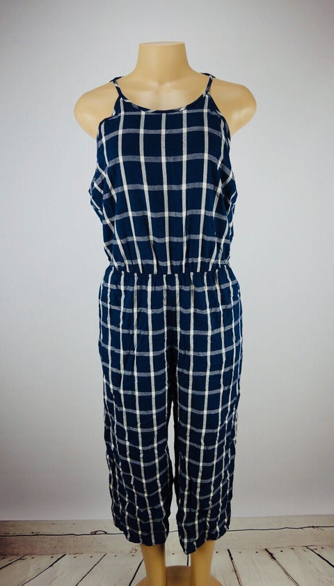 Maison Jules Womens Tie Blue  Notte Cotton Casual Jumpsuit M