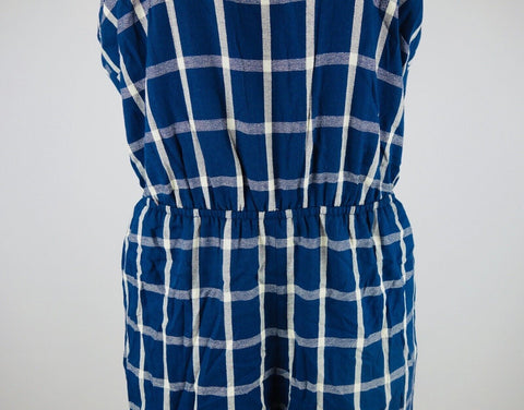 Maison Jules Womens Tie Blue  Notte Cotton Casual Jumpsuit M