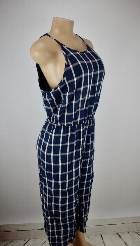 Maison Jules Womens Tie Blue  Notte Cotton Casual Jumpsuit M