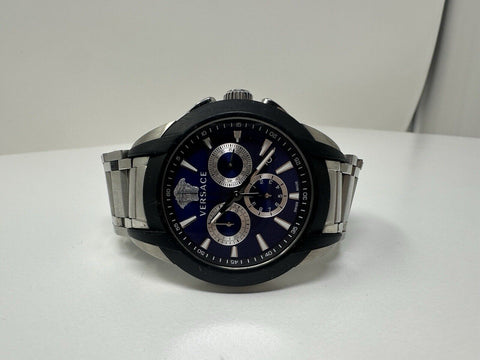Versace Chronograph Blue Dial Stainless Steel  Bracelet Watch