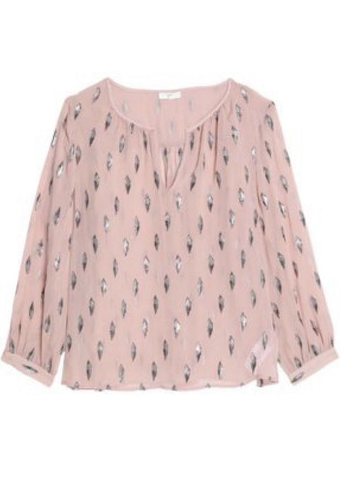 NWT JOIE Metallic fil coupé silk-blend blouse S
