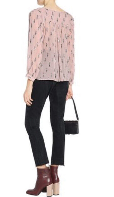 NWT JOIE Metallic fil coupé silk-blend blouse S