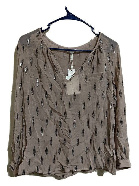 NWT JOIE Metallic fil coupé silk-blend blouse S