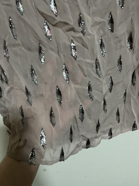 NWT JOIE Metallic fil coupé silk-blend blouse S
