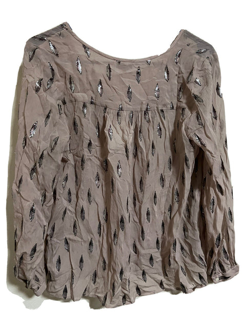 NWT JOIE Metallic fil coupé silk-blend blouse S