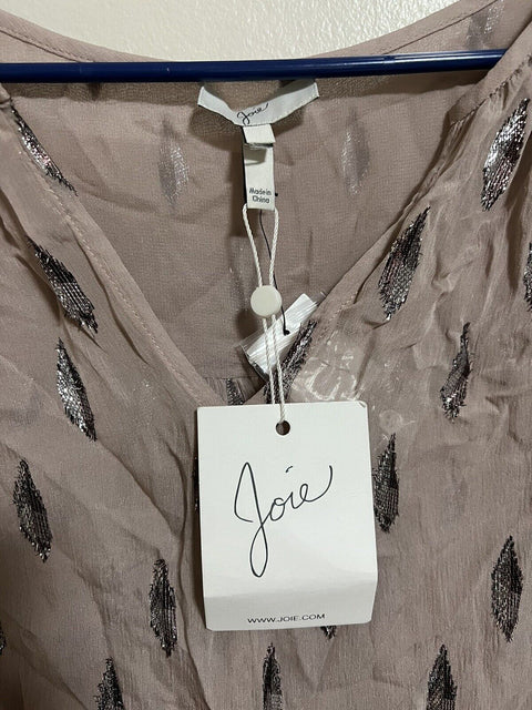 NWT JOIE Metallic fil coupé silk-blend blouse S