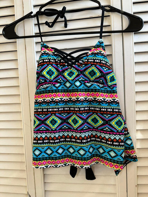 NWOT Hula Honey Swimwear Desert Daze Strappy-Front Tankini Top Size XS
