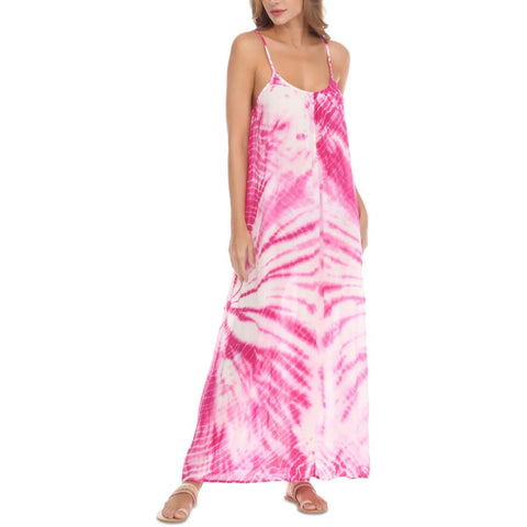 Raviya Womens Tie-Dye Rayon Maxi Dress Pink XL