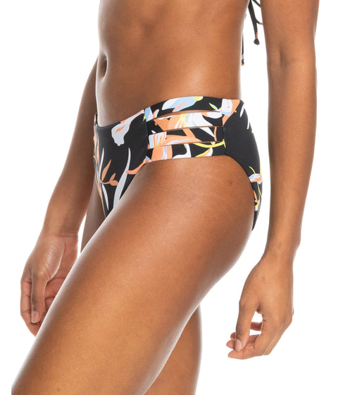 Roxy Hibiscus Wave Hipster Bikini Bottoms Anthracite Hibiscus Wave Swim SM