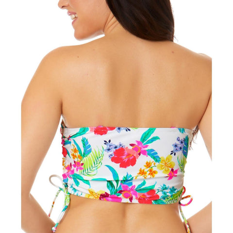 Salt + Cove Womens Juniors Beachwear Floral Print Bikini Swim top White S