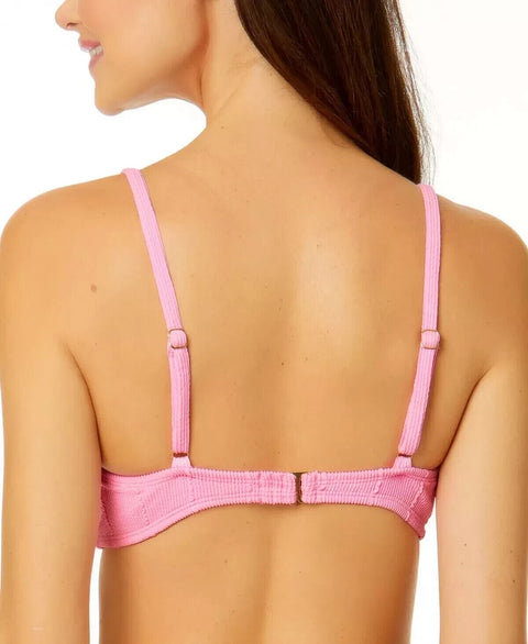 Salt + Cove Juniors' Popcorn-Rib Bralette Bikini Top Swimwear, Pink, M