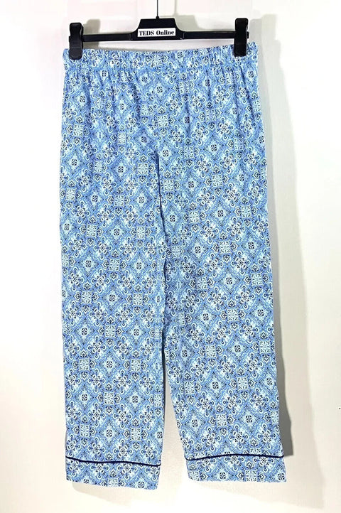 NWT - Charter Club  Printed Notch Collar Cropped Pajama Set $55 XS