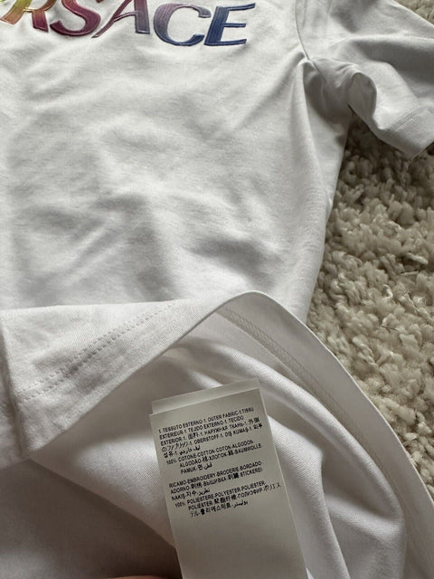 Versace Versace Rainbow-Logo Crewneck T-Shirt White Size 38  US 2 MSRP $650