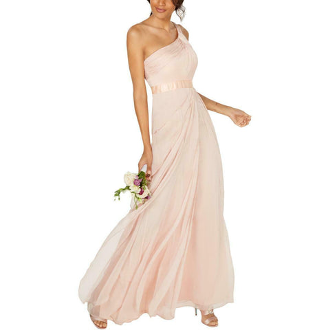 Adrianna Papell Womens One Shoulder Ruffle Gown Dress size 8