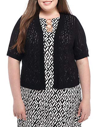 ROBBIE BEE Plus Size Knit Topper Sweater Cardigan 1X Black