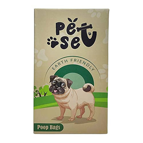 Pet Set Earth Friendly Poop Bags Extra Thick Leak proof Dog waste Bags 15 Bags Per Roll, 8 Rolls Per Box