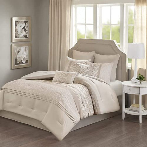 510 DESIGN Luxe Quilted Comforter Set Modern Transitional Design, All Season Down Alternative Warm Bedding Matching Shams