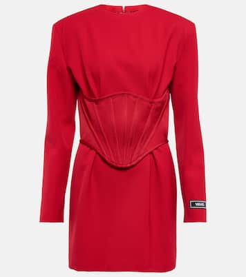 Versace Red Wool Gabardine Corset Mini Dress