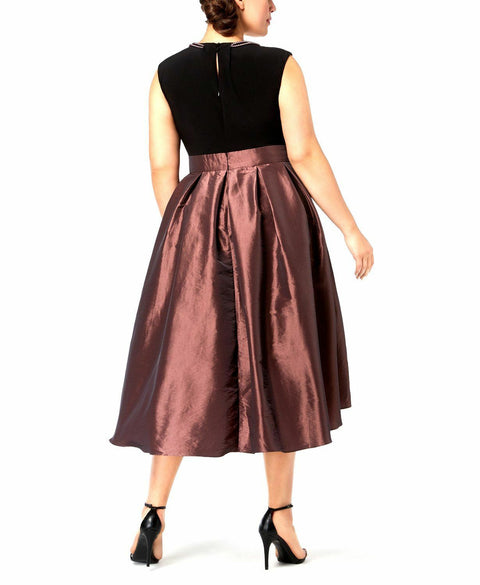 SLNY FASHIONS WOMENS BLACK BROWN HIGH LOW FIT & FLARE GOWN DRESS SIZE 20W