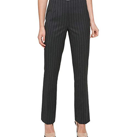DKNY Women's Side-Zip Pinstripe Pants (Dark Grey )