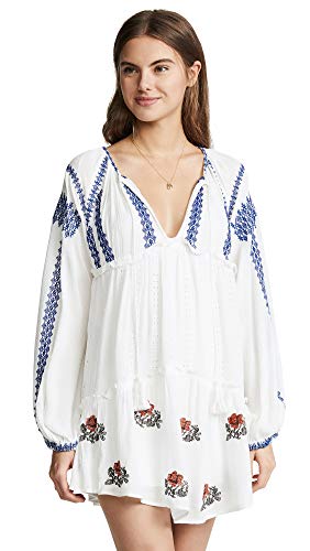 Free People Women's Wild Horses Mini Dress, Ivory, White, Print, Small