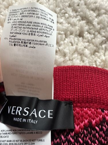 Versace geometric intarsia knitted skirt Pink Size 38