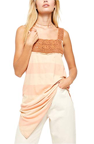 Free People Luca Tank Top (Neutral/Orange, L)