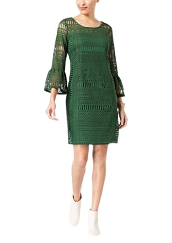 Alfani Crochet Illusion Dress Melon Rind 4 Dark Green