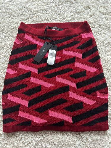 Versace geometric intarsia knitted skirt Pink Size 38