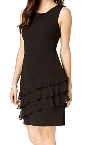 Connected Apparel Womens Sleeveless Ruffled Cocktail Dress Black 14